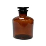 BOTTLE REAGENT GLASS STOPPER NARROW NECK AMBER