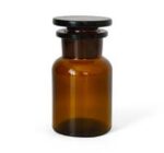 BOTTLE REAGENT GLASS STOPPER WIDE NECK AMBER