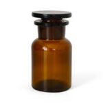 BOTTLE REAGENT GLASS STOPPER WIDE NECK AMBER